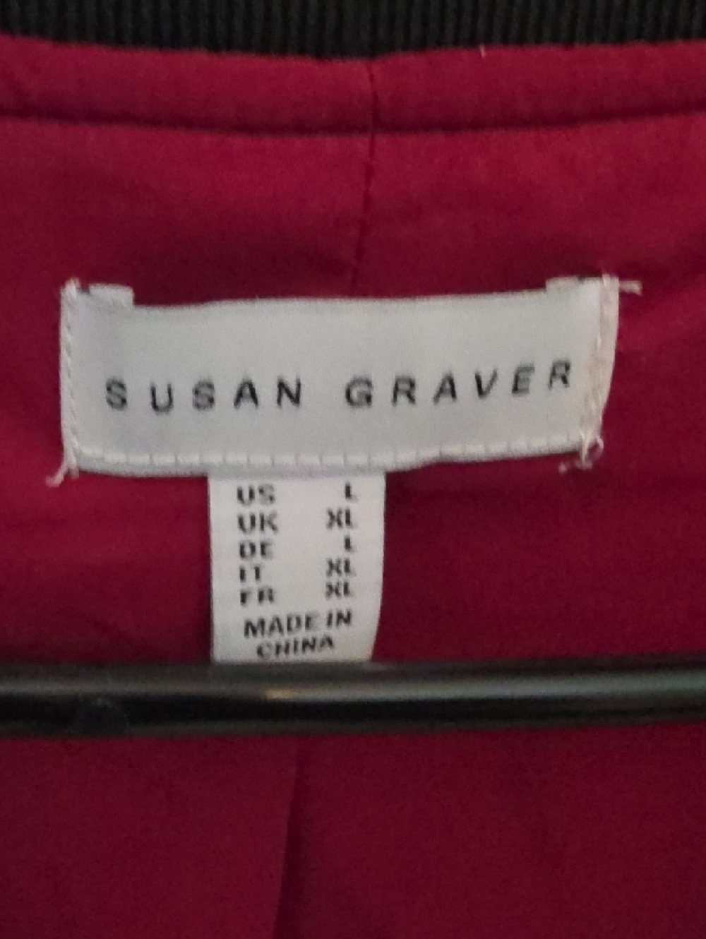 Sale! Susan Graver Black Floral Bomber Jacket with Red Lining - Picture 3 of 4